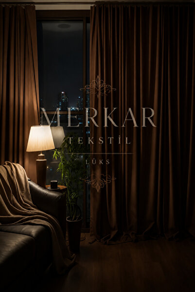 MERYKAR HOME COLLECTİON KAHVERENGİ BLACKOUT IŞIK GEÇİRMEZ KARARTMA FON PERDE-...