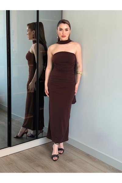 ROUPAS COLLECTİON Fular Detay Sandy Elbise