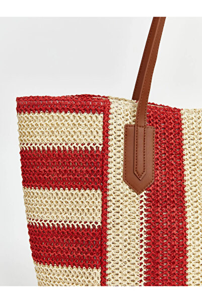 LC Waikiki Women's Beach Bag with Red Shoulder Strap