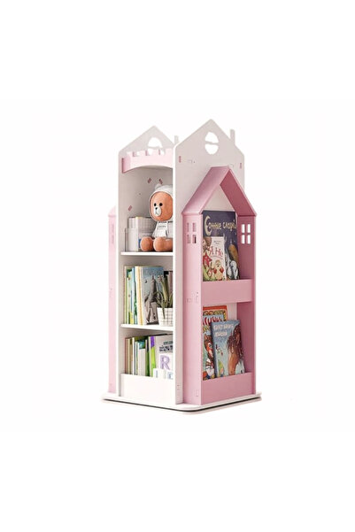 eGROW Biblioteca rotativa pentru carti eGROW®, 8 polite, model castel, lemn/P...