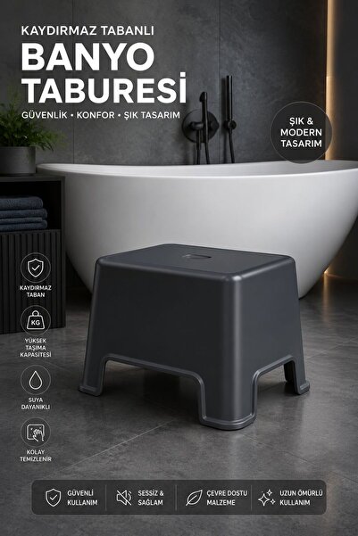 Funny Life Kaydırmaz Tabanlı Strong Banyo Taburesi Antrasit Gri - Çok Amaçlı ...