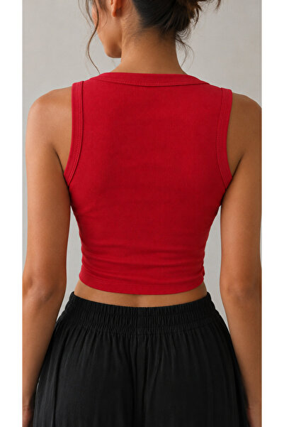 bysezerozer Halter Neck Taupe Thick Trim Body Bluz