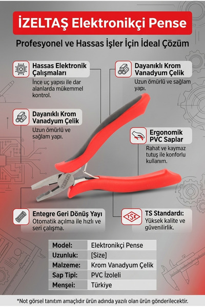 İzeltaş 125mm Elektronikçi Pense