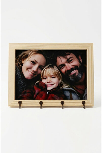 Sapphireworks Kişiye Özel Fotoğraflı Ahşap Anahtarlık Askısı Duvara Askılı An...