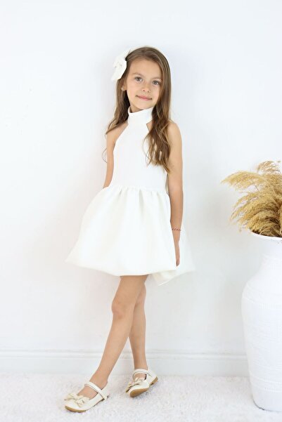 STAR GOGO KİDS Girls' Special Day Balloon Skirt with Bow Detail Evening Dress