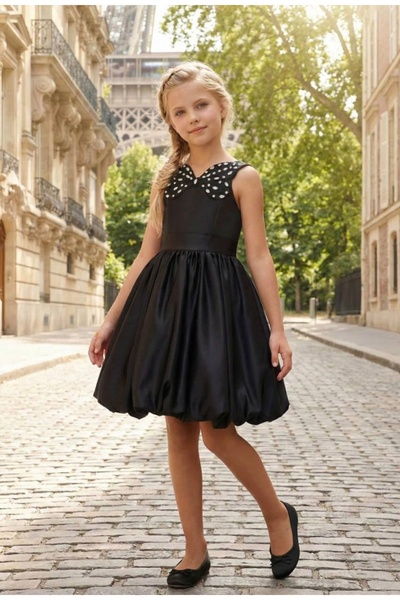 Pamina Li̇mi̇ Girl's Soft Satin Fabric Balloon-Lined Sports Evening Dress