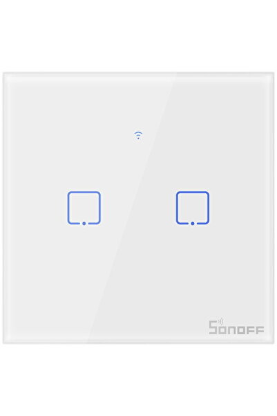 Sonoff T1EU2C TX Întrerupător tactil inteligent dublu, 2 canale, Wi-Fi, Alexa...
