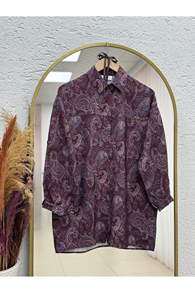 BENAHOLL Lamyla Ethnic Pattern Lace-Up Short Shirt-Pe266 Plum