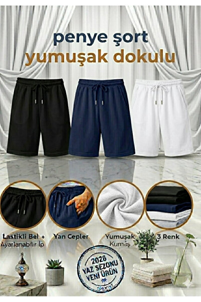 NETTENSTORE Set of 3 Combed Cotton Shorts, Comfortable to Wear, Won'T Make Yo...