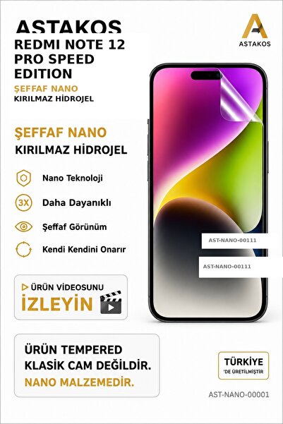 Astakos واقي شاشة هيدروجيل نانو شفاف غير قابل للكسر متوافق مع Redmi Note 12 P...