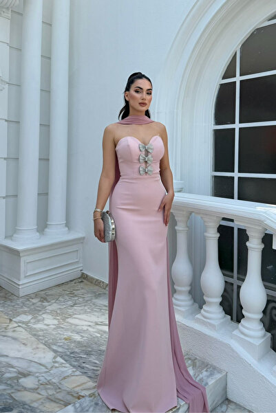 Sindimoda Selis Straplez Fiyonk Detay Abiye 1150