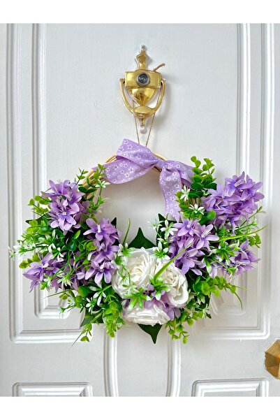 Beykan handmade Ghirlandă de bambus pentru ușă de grădină, ornament violet