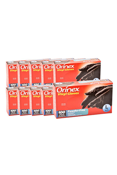 Orinex 10 Packs |   Orinex |   Powder-Free Vinyl Gloves Size L Black Color - ...