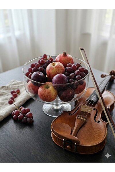 GLASS HOME Bol de Fructe / Fructieră Picior Sticlă Cookiea, Diametru 24 cm