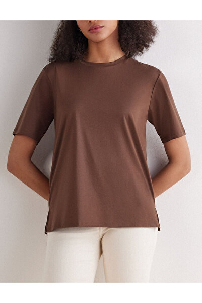 Evendi T-Shirt - Καφέ - Χαλαρή εφαρμογή