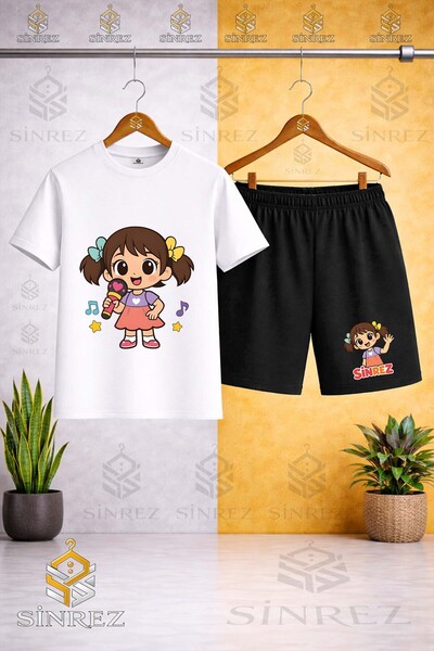 SİNREZ Tricou imprimat pentru copii cu guler rotund și microfon - Set pantalo...