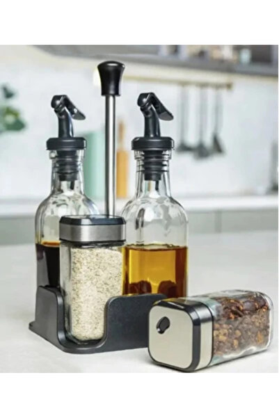 wei Stainless Steel Oil and Vinegar Dispenser 4Pcs With Stand A-15612