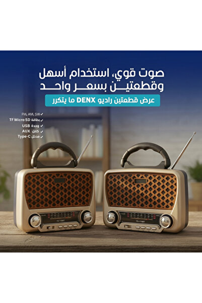 Primo Plus عرض مكون من قطعتين: راديو شمسي DENX DX2435 مع بلوتوث ومصباح يدوي ل...