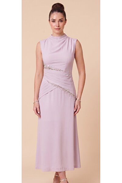 laween Crystal embroidered dress with a broken waist