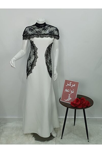NAWAEIM Long Lace Evening Dress X Barbie Distinctive A-Line Black and White E...
