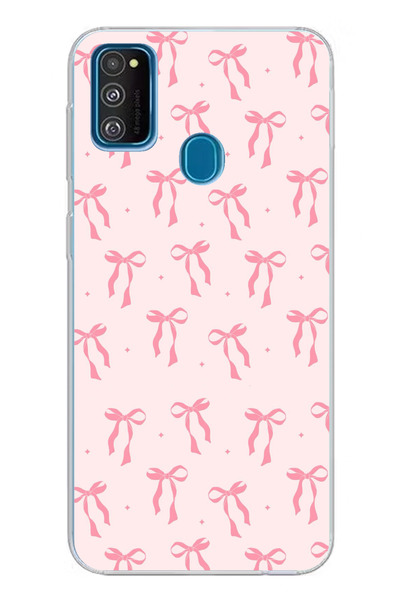 TechTree Samsung Galaxy M30S/M21 Uyumlu Soft Pembe Fiyonk Desenli Baskılı Sil...