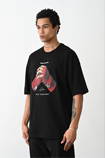 Generic Brand Men's Boxy Glove Printed T-Shirt Short Sleeve Crew Neck Tee - B...