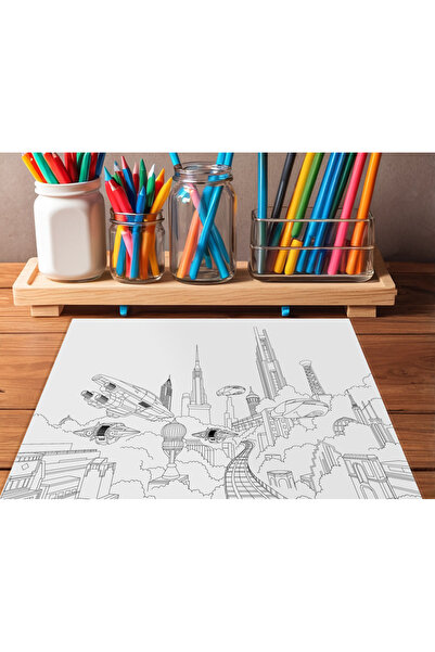 OEM Poster Gigant de Colorat Masini zburatoare pentru Copii, 119x84 cm