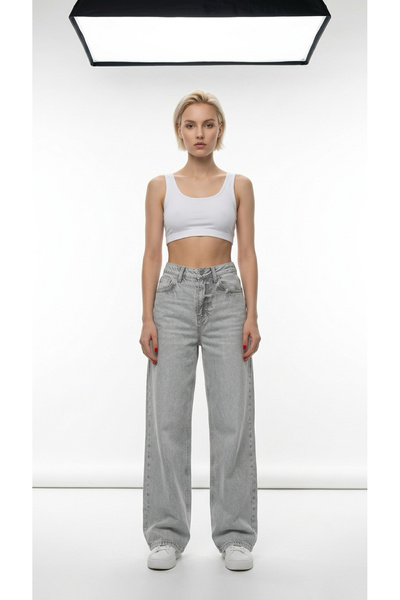 geenz manifacture Pantaloni din denim premium Hayal, gri deschis, fără lycra,...