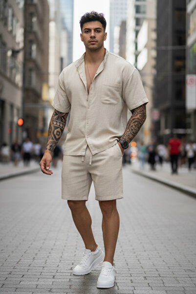 dehaine Summer set for men, shirt + shorts, men's tracksuit 004