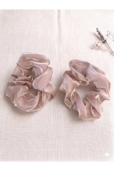 GLOWILLA Kadın Lüks Organze Scrunchie Saç Tokası - Parlak Tül Lastikli Topuz ...