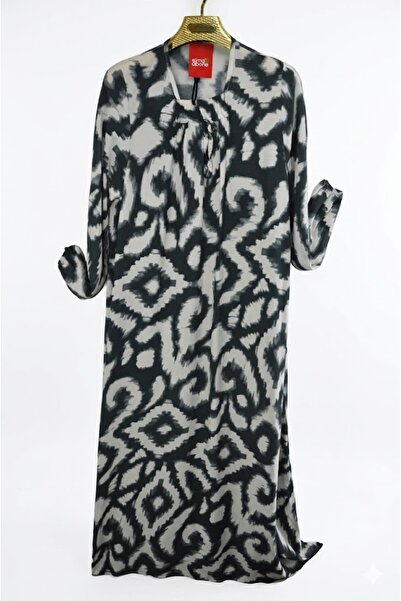 elma abone Plus Size Mother's Viscose Patterned Dress