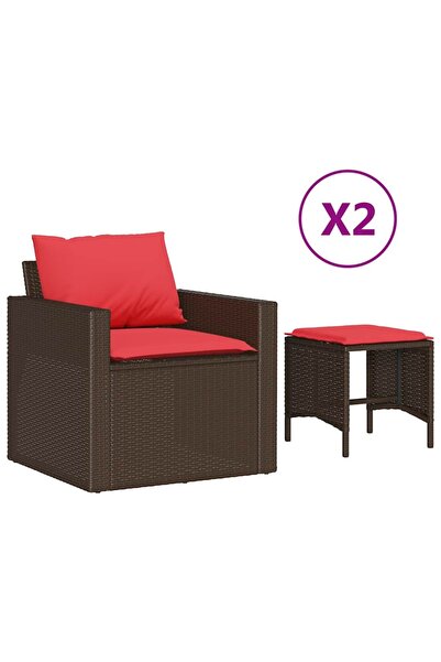 vidaxl Set canapele de grădină, 4 piese, cu perne, maro poliratan maro