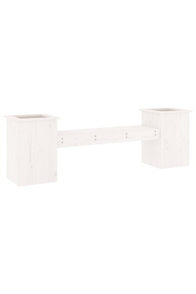 vidaxl Bench planter, white, 184.5x39.5x56.5 cm, solid pine wood