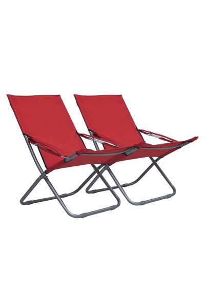 vidaxl Scaune de plajă pliante, 2 buc., roșu, material textil