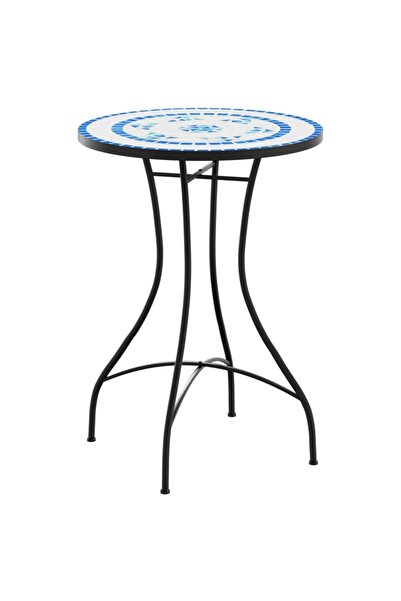 vidaxl Masă de bistro, albastru și alb, Ø50x70 cm, ceramică, mozaic