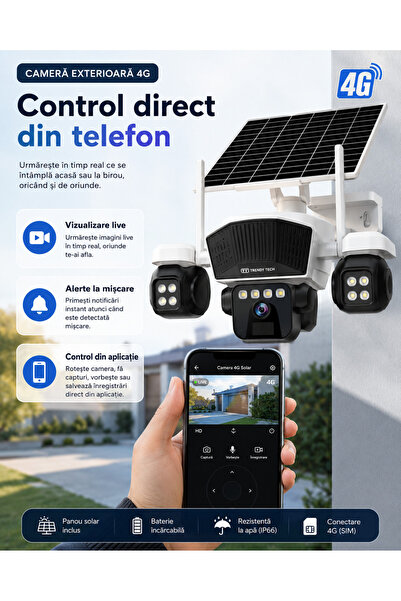 OEM Camera de supraveghere 3in1 cu panou solar, conexiune SIM 4G, 9MP EXTRATE...