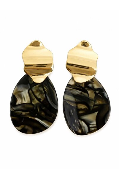 QPE Elegant Women's Earrings with Black Gold Details