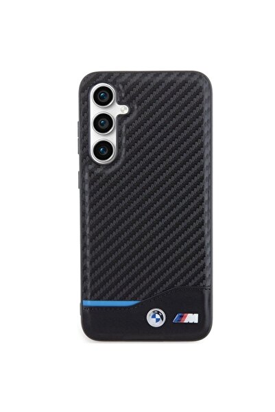 BMW Husă din piele cu aspect de carbon pentru Samsung Galaxy S23 FE - Negru
