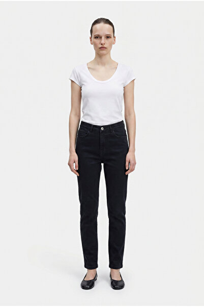 Sementa Pantaloni din denim skinny cu talie înaltă - negri