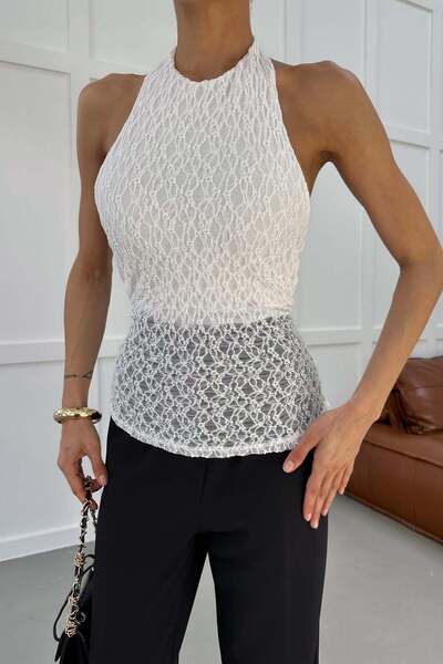 mylove Backless Lace Blouse White