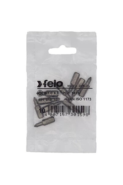 FELO Set de 10 biți, profil industrial, tip Pozidrive, C6.3, PZ1, 25mm