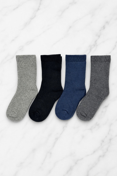 ZENGİN 4-Pack Winter Thermal Towel Children's Sock Set - Seamless Thick Baby ...