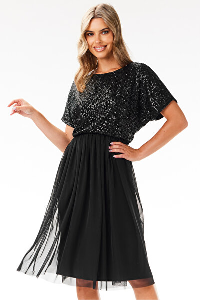 Awama Awama dress, A689, black, sequins, Polyester- Elastane, M INTL