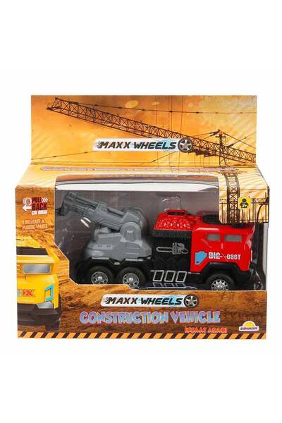 Maxx Wheels Vehicul de constructie cu macara, Maxx Wheels, Rosu