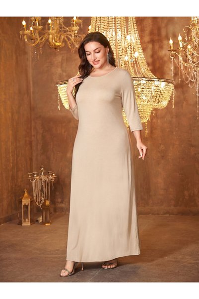 SUPGIR Beige Embellished Kimono with Inner Dress Co-Ords