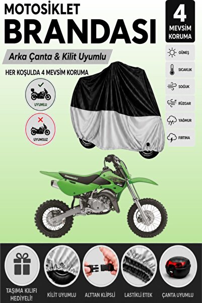 Cemku Double Black Top - Gray Bottom, Rear Bag Compatible Kawasaki Kx 65 Moto...