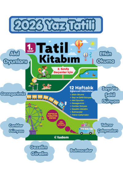 Tudem Yayınları Tudem 1.Sınıf Tatil Kitabım 2.Sınıfa Geçenler İçin 2026 Yeni ...