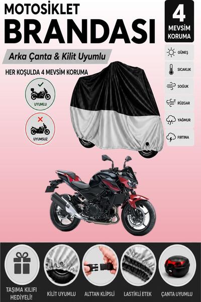 Cemku Double Black Top - Gray Bottom, Rear Bag Compatible Kawasaki Z 400 Moto...