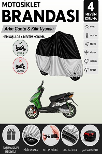 Cemku Double Black Top - Gray Bottom, Rear Bag Compatible Keeway Matrix 150 M...