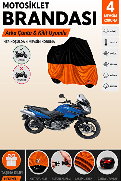 Cemku Double Black Top - Orange Bottom, Rear Bag Compatible Suzuki V-Strom Dl...